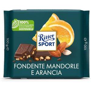 Tavoletta di cioccolato fondente mandorle arancia  100gr